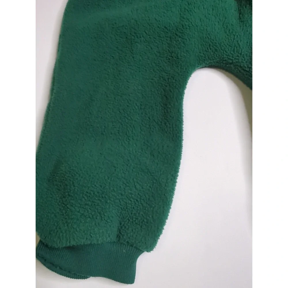Vtg 90s LL Bean Baby Fleece Bunting Snowsuit 12-24M Pram Colorblock Green Blue